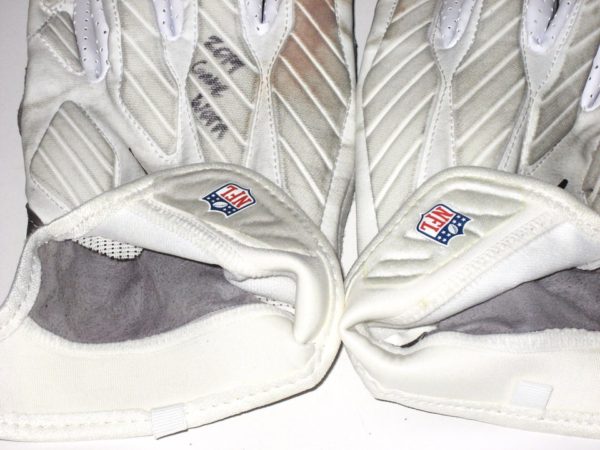 Henry Anderson New York Jets 2019 Game Worn & Signed White, Black & Gray Nike Alpha Gloves - Image 6