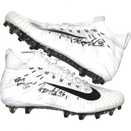 Henry Anderson New York Jets 2019 Practice Worn & Signed White & Black Nike Alpha Menace Cleats