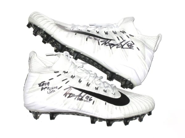 Henry Anderson New York Jets 2019 Practice Worn & Signed White & Black Nike Alpha Menace Cleats