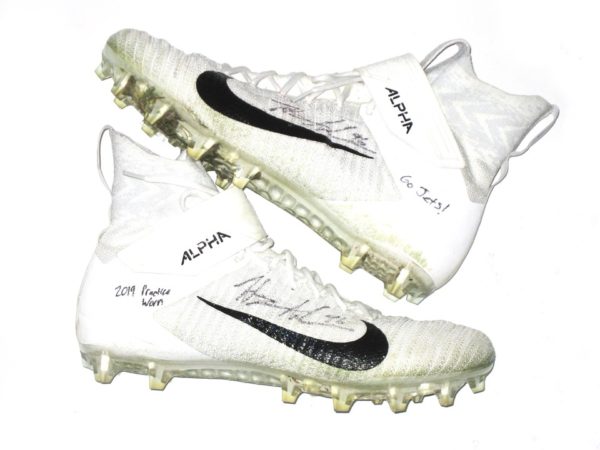 Henry Anderson New York Jets 2019 Practice Worn & Signed White, Gray & Black Nike Alpha Menace Elite 2 Cleats