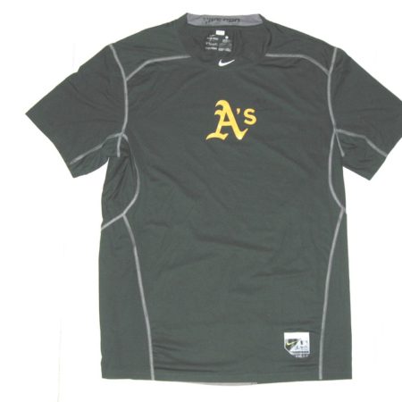 Billy Burns Game Worn & Signed Official Oakland Athletics #1 Nike Pro Fitted Dri-Fit Large Shirt