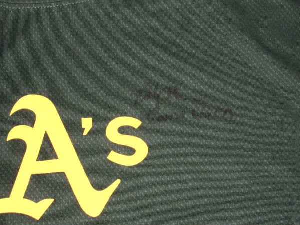 Billy Burns Game Worn & Signed Official Oakland Athletics #1 Nike Pro Fitted Dri-Fit Large Shirt