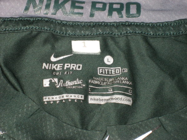 Billy Burns Game Worn & Signed Official Oakland Athletics #1 Nike Pro Fitted Dri-Fit Large Shirt