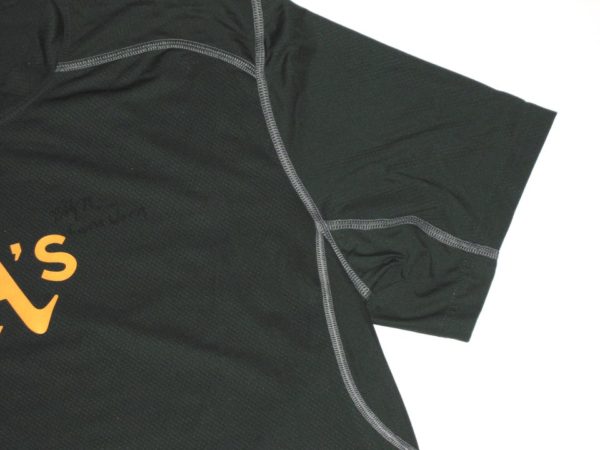 Billy Burns Game Worn & Signed Official Oakland Athletics #1 Nike Pro Fitted Dri-Fit Large Shirt