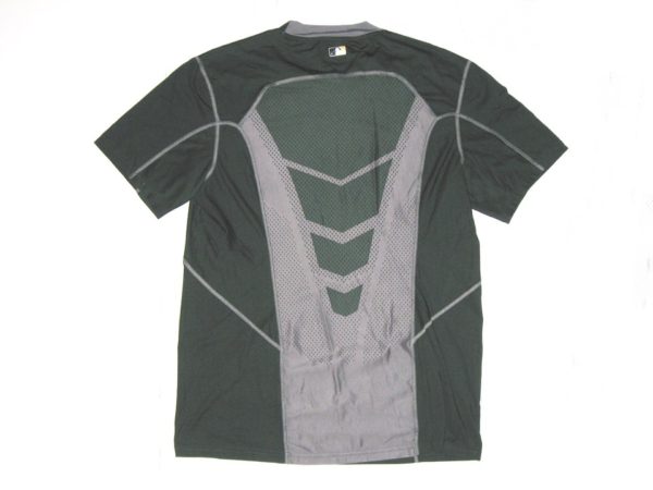 Billy Burns Game Worn & Signed Official Oakland Athletics #1 Nike Pro Fitted Dri-Fit Large Shirt