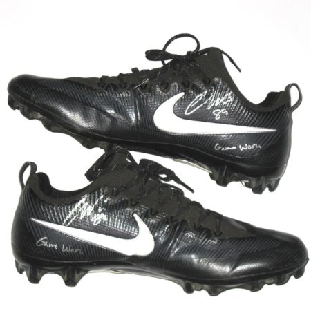 Cole Wick Detroit Lions Rookie Game Worn & Signed Black & White Nike Vapor Cleats