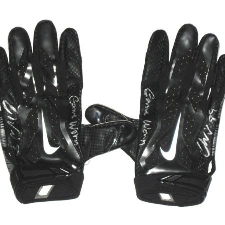 Cole Wick Detroit Lions Rookie Game Worn & Signed Black & White Nike Vapor Jet XXL Gloves