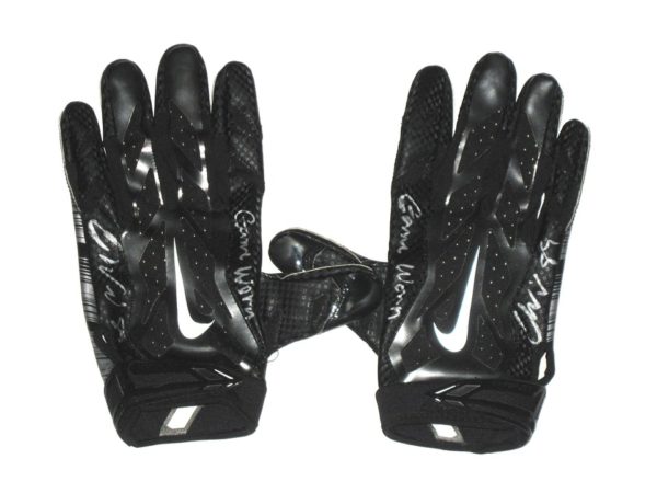 Cole Wick Detroit Lions Rookie Game Worn & Signed Black & White Nike Vapor Jet XXL Gloves