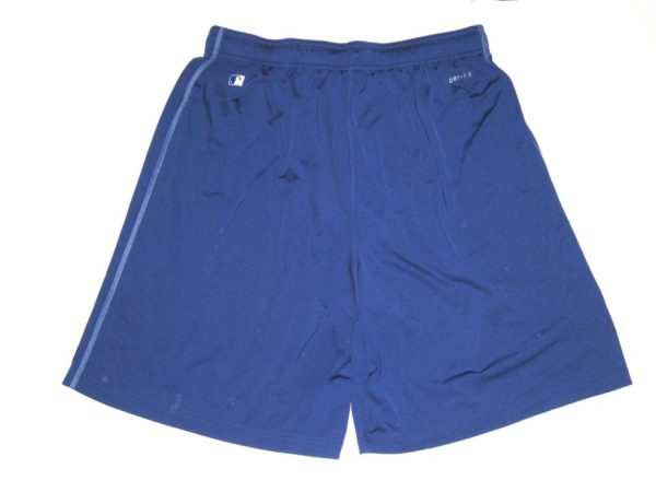 Billy Burns Training Worn & Signed Official Blue & White Kansas City Royals #14 Nike Dri-Fit XL Shorts