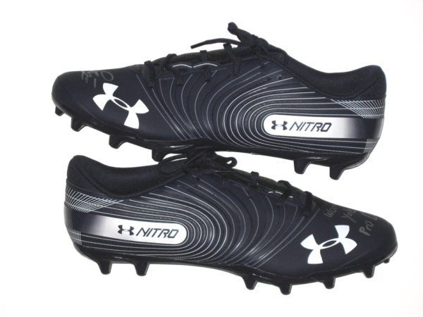 Dieter Eiselen Virtual 2020 NFL Pro Day Worn & Signed Blue, White & Silver Under Armour Nitro Cleats