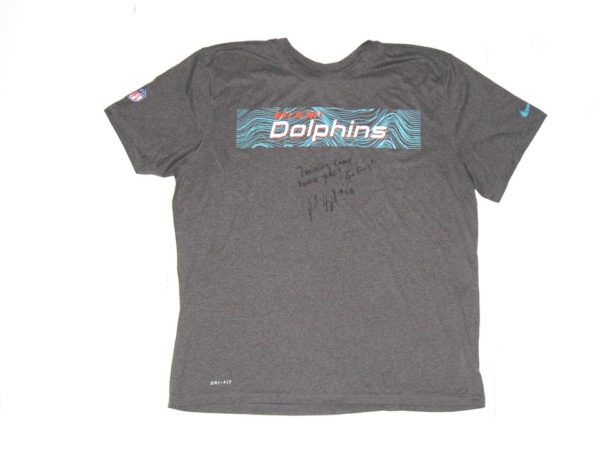 Frank Ginda 2018 Training Camp Worn & Signed Official Miami Dolphins #58 Nike Dri-Fit XL Shirt
