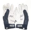 Max Moroff 2019 Cleveland Indians Game Worn & Signed Blue & White Franklin Batting Gloves