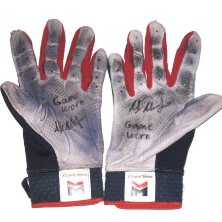 Max Moroff 2019 Cleveland Indians Game Worn & Signed Lizard Skins Batting Gloves