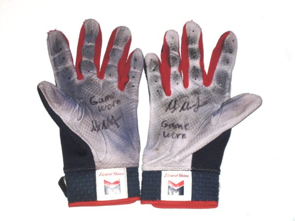 Max Moroff 2019 Cleveland Indians Game Worn & Signed Lizard Skins Batting Gloves