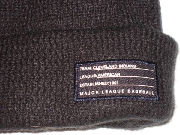 Max Moroff 2019 Dugout Worn & Signed Official Navy Cleveland Indians New Era On-Field Sport Cuffed Knit Hat