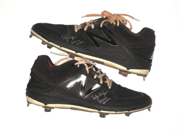 Riley Delgado Rome Braves Game Worn & Signed Black & White New Balance Baseball Cleats