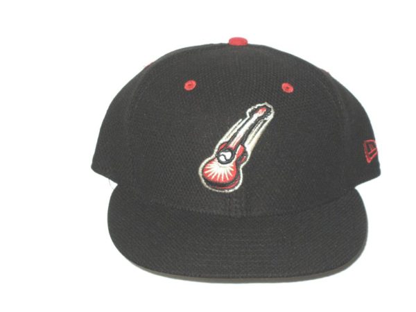 Billy Burns Game Worn & Signed Official Black Nashville Sounds Guitar New Era 59FIFTY Fitted Hat