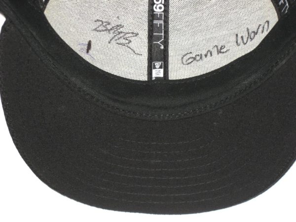 Billy Burns Game Worn & Signed Official Black Nashville Sounds Guitar New Era 59FIFTY Fitted Hat