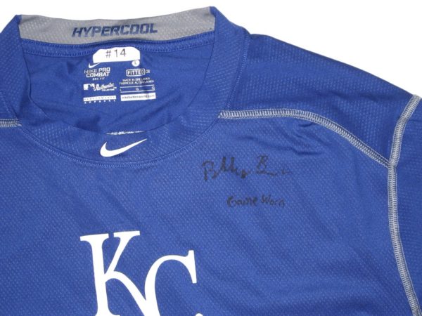 Billy Burns Game Worn & Signed Official Kansas City Royals #14 Nike Pro Combat Fitted 3:4 Large Shirt