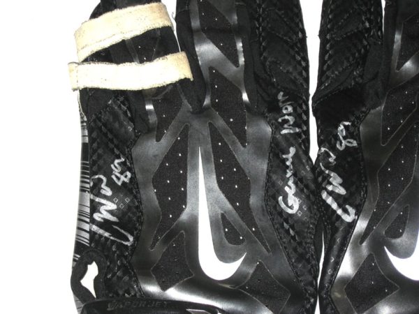 Cole Wick Detroit Lions Rookie Game Worn & Signed Black, White & Silver Nike Vapor Jet XXL Gloves
