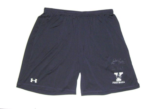 Dieter Eiselen Practice Worn & Signed Official Blue Yale Bulldogs Football Under Armour HeatGear 2XL Shorts