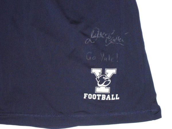 Dieter Eiselen Practice Worn & Signed Official Blue Yale Bulldogs Football Under Armour HeatGear 2XL Shorts