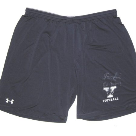 Dieter Eiselen Practice Worn & Signed Official Blue Yale Bulldogs Football Under Armour HeatGear 3XL Shorts