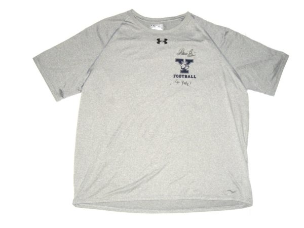 Dieter Eiselen Practice Worn & Signed Official Gray Yale Bulldogs Football Under Armour 3XL Shirt