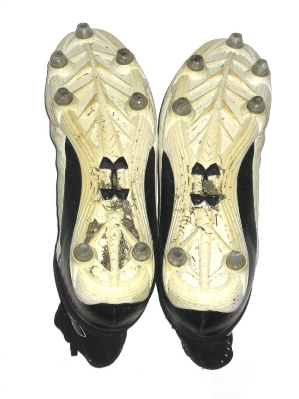 Dieter Eiselen Yale Bulldogs Game Worn & Signed White & Black Under Armour Highlight Select MC Football Cleats - Image 9