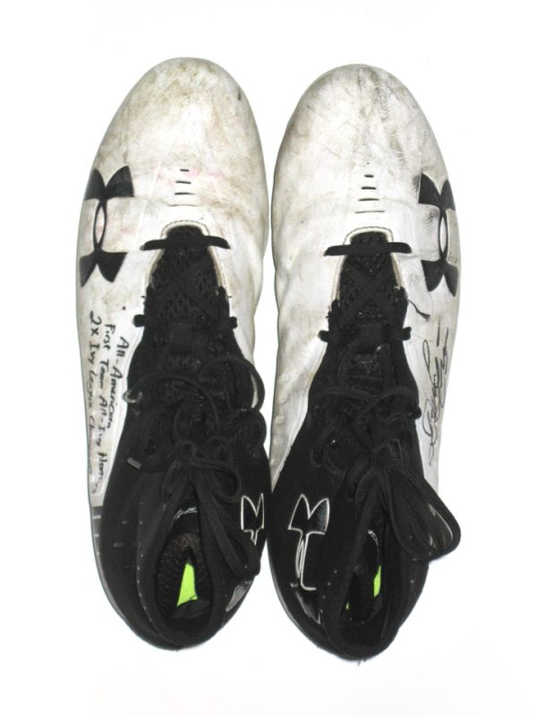 Dieter Eiselen Yale Bulldogs Game Worn & Signed White & Black Under Armour Highlight Select MC Football Cleats