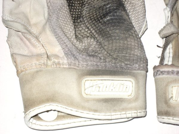 Drew Lugbauer 2019 Florida Fire Frogs Game Worn & Signed White & Gray Franklin Batting Gloves - Image 6