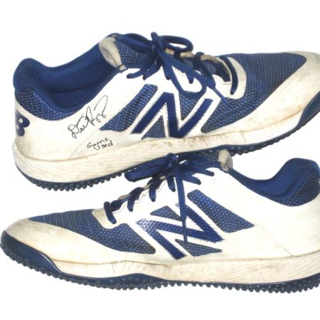 Dario Pizzano 2019 New York Mets Game Worn & Signed Blue & White New Balance Turf Shoes