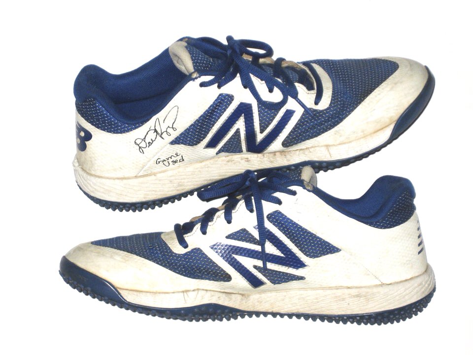 Dario Pizzano 2019 New York Mets Worn & Signed Blue & White New Balance Turf Shoes - Dawg Possessions