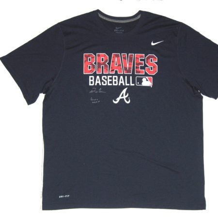 Drew Lugbauer 2019 Game Worn & Signed Official Blue Atlanta Braves Nike Dri-Fit XXL Shirt