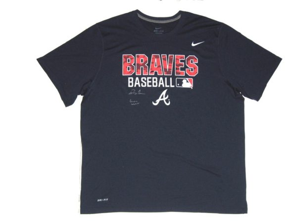 Drew Lugbauer 2019 Game Worn & Signed Official Blue Atlanta Braves Nike Dri-Fit XXL Shirt