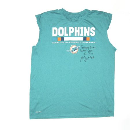 Frank Ginda 2018 Training Camp Worn & Signed Official Miami Dolphins #58 Nike Dri-Fit XL Shirt