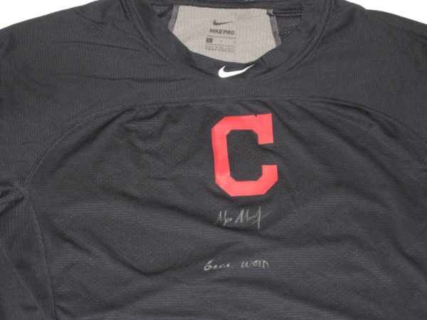 Max Moroff Game Worn & Signed Official Cleveland Indians Nike Pro Large Shirt