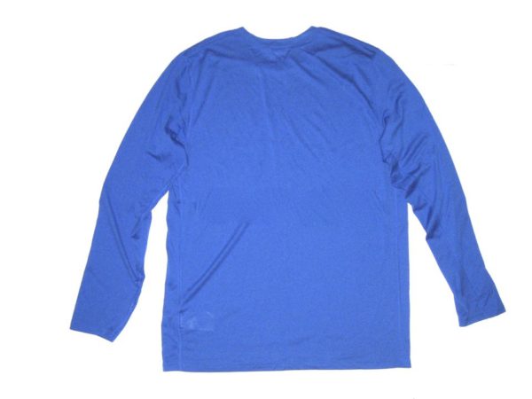 Billy Burns Kansas City Royals #14 Game Worn & Signed Blue Long Sleeve Nike Dri-Fit Shirt