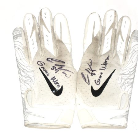 Cole Wick 2019 Tennessee Titans Game Worn & Signed White, Black & Silver Nike Gloves