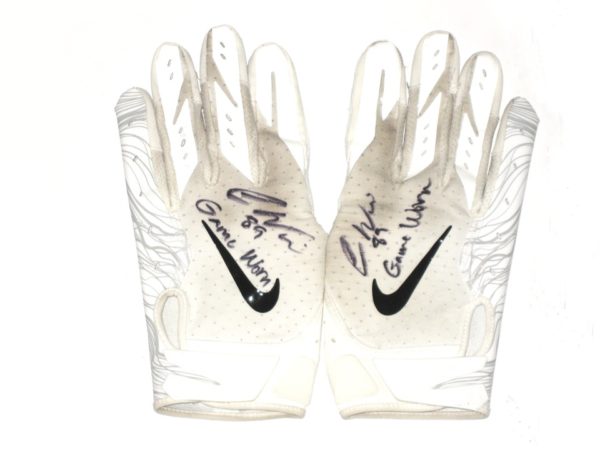 Cole Wick 2019 Tennessee Titans Game Worn & Signed White, Black & Silver Nike Gloves