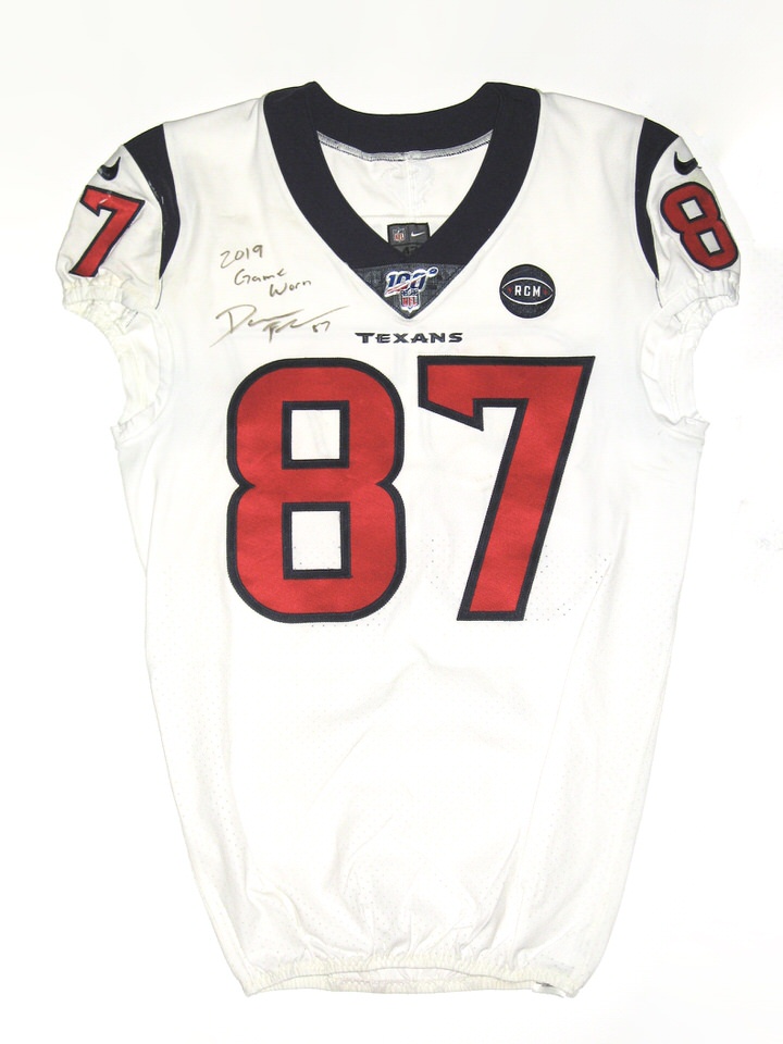 Darren Fells 2019 Game Used & Signed White Houston Texans Nike Jersey