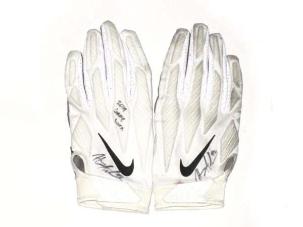 Henry Anderson New York Jets 2019 Game Worn & Signed White, Black & Gray Nike Alpha Gloves