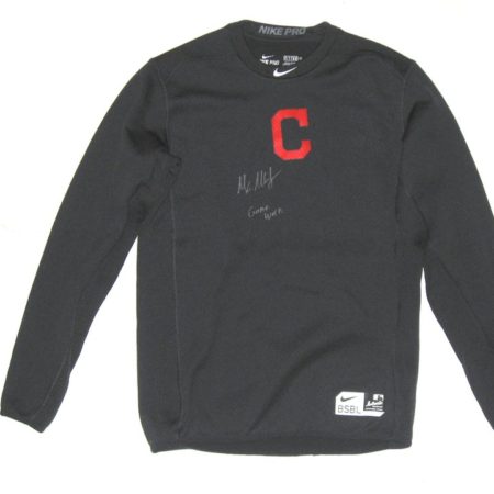 Max Moroff 2019 Game Worn & Signed Official Cleveland Indians #26 Long Sleeve Nike Pro Dri-Fit Shirt