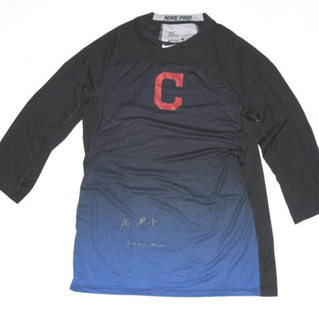 Max Moroff Game Worn & Signed Official Cleveland Indians #26 Nike Pro Hypercool Fitted 3:4 Large Shirt