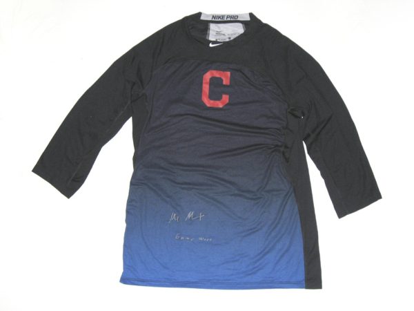 Max Moroff Game Worn & Signed Official Cleveland Indians #26 Nike Pro Hypercool Fitted 3:4 Large Shirt