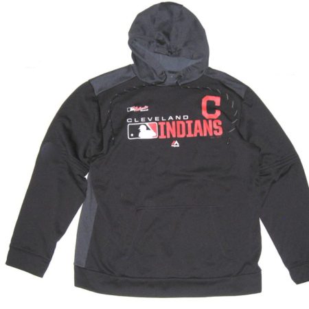 Max Moroff Player Issued Official Cleveland Indians #26 Majestic Authentic Collection Pullover Hoodie