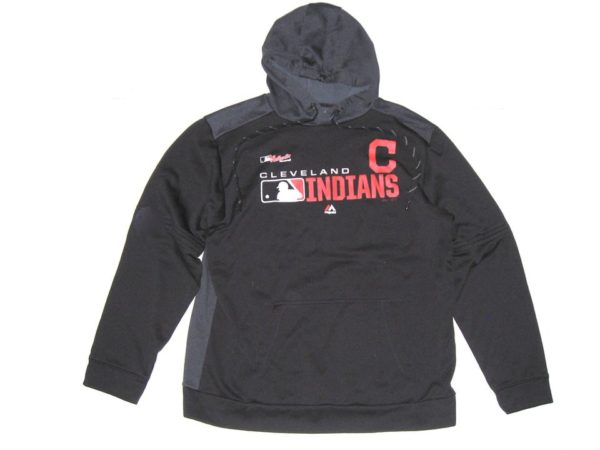 Max Moroff Player Issued Official Cleveland Indians #26 Majestic Authentic Collection Pullover Hoodie