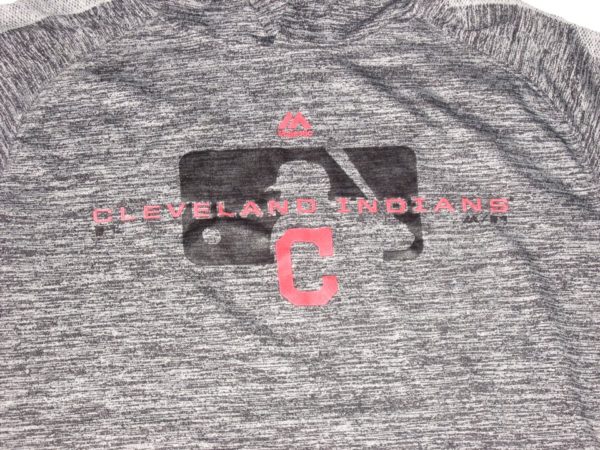 Max Moroff Player Issued Official Gray Lightweight Cleveland Indians #26 Majestic Pullover Hoodie
