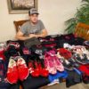 Max Moroff with 2019 Cleveland Indians Game Worn & Signed Red & Black Lizard Skins Batting Gloves