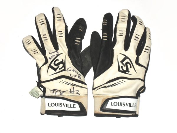 Trey Harris 2019 Florida Fire Frogs Game Worn & Signed Louisville Slugger Batting Gloves - Great Use!